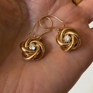 14 karat gold and .34 diamond knot earrings